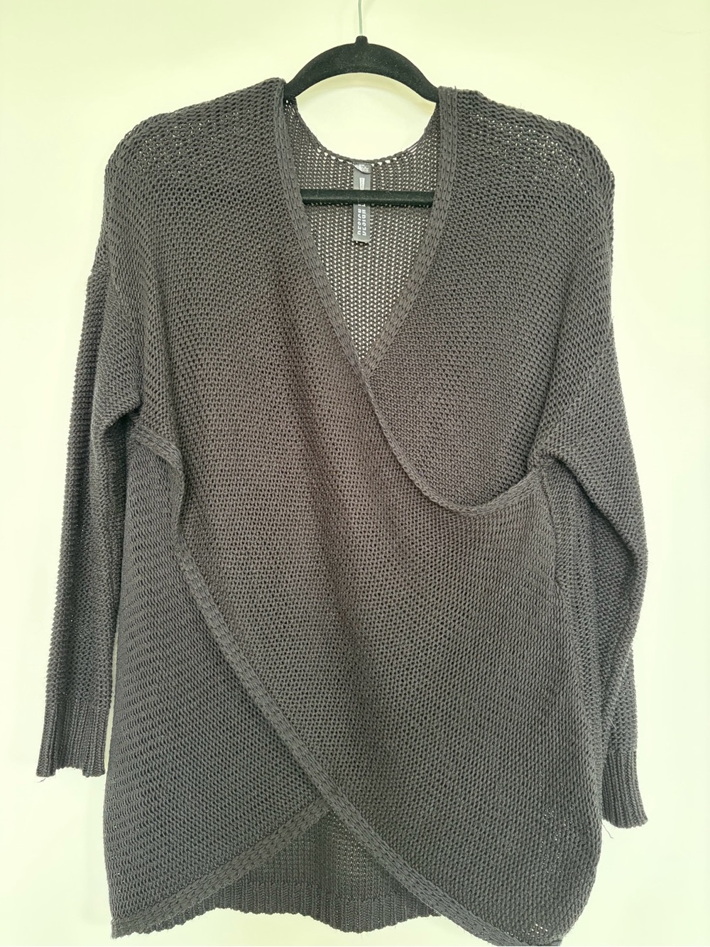 Design Lab Lord & Taylor black-washed V-Neck Crossover Sweater
